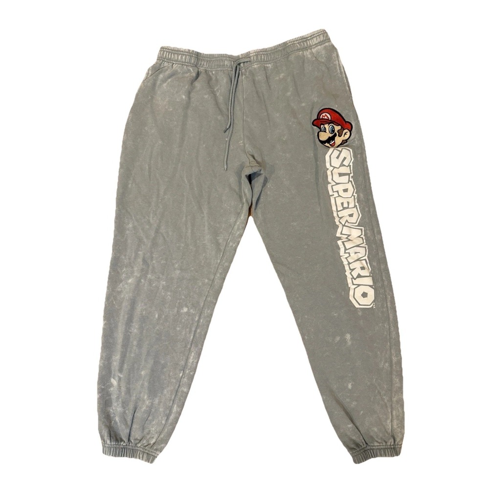 Super Mario Sweatpants XL Fleece Drawstring Pockets Gamer Retro Y2K Loungewear